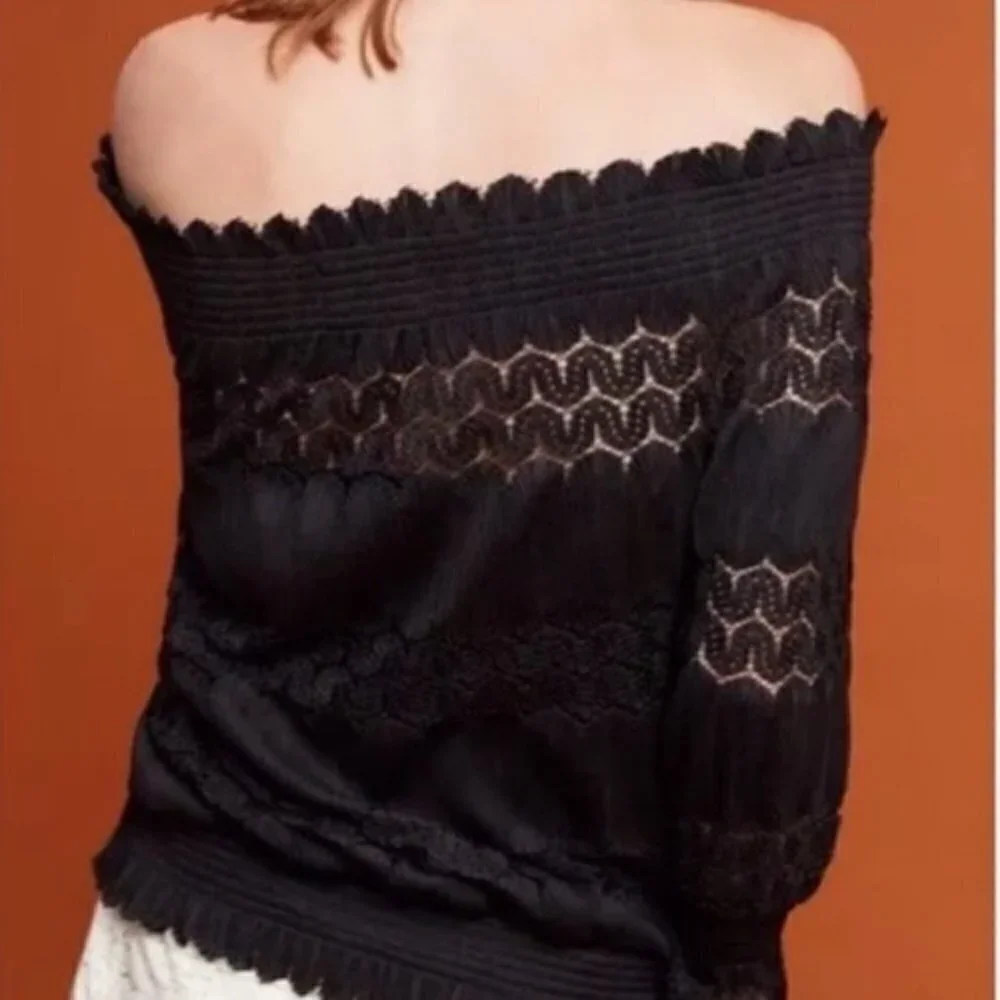 Anthro Deletta Riley Off The Shoulder Lace Top XS